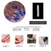 MISUD Press on Nails Long Square Fake Nails Glossy Glue on Nails Bling Blue Glitter Acrylic Nails Squoval Artificial Nails French Tip Stick on False Nails with Heart Rhinestone Design 24 pcs