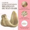GOO GOO Clip in Hair Extensions Real Human Hair, 20inch 120g 7Pcs, 16/22 Light Blonde Highlighted Golden Blonde, Remy Human Hair Extensions Clip ins for Women, Natural Human Hair