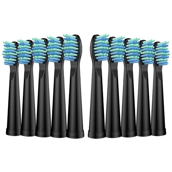 Replacement Toothbrush Heads for Fairywill, Electric Brush Heads Replacement for FW-507/508/515/551/917/959/D1/D3/D7/D8/2011, 10 Pack, Black…