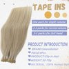 Ice White Tape in Hair Extensions Human Hair for Women,Ice White Seamless Skin Weft Tape in Soft Straight 100% Real Human Hair Extensions Tape ins Invisible Hair Extensions 14Inch Glue in Extensions