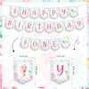 Oneder the Sea 1st Birthday Girl Decorations, Under the Sea Ocean Animal Birthday Party Supplies, Oneder the Sea Backdrop Happy Birthday Banner High Chair Banner Cupcake Cake Topper Printed Balloons