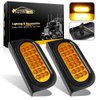 Partsam 2 Pcs AMBER Oval 6-1/2" Sealed LED Turn Signal and Parking Light Kit with Mounting Brackets, Grommet and Plug, Faceted Led Trailer Lights w Amber Reflector on trailers less than 80" wide