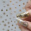 8 Sheets Gold Nail Art Stickers Decals Nail Supplies 3D Self-Adhesive Nail Decals Metallic Stars Moon Butterfly Heart Gold Design Stickers for Women Manicure Tips Acrylic Nails DIY Nails Art Supplies