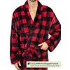 Mens Fleece Plaid Robe - Soft, Warm, Long Bathrobe with Shawl Collar and Pockets