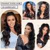 Vexwig Ponytail Extension Long Curly Wavy Claw Clip in Ponytail Hair Extensions Curly Pony Tail Natural Wavy Synthetic Hair piece for Women, (Natural Black 1B#)