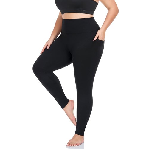MOREFEEL Plus Size Leggings for Women with Pockets-Stretchy X-4XL Tummy Control Yoga Pants Equestrian Sports Breeches