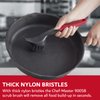 Chef Master 90058 Cast Iron Scrub Brush | Comfortable Plastic Grip | Quality Nylon Scraper and Bristles | Does not Damage Cast Iron | Use on Cast Iron Skillets | Easily Cleans Old Food and Buildup