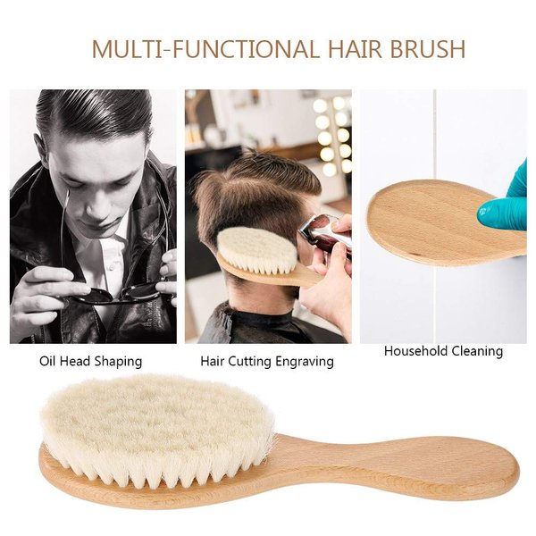 Barber Fade Brush for Man, Barber Duster Brush & Cleaning Brush, Beard Brush for Men with Goat Hair