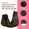 GOO GOO Clip in Hair Extensions Real Human Hair, 18inch 150g 9Pcs, 1B/6/1B Balayage Natural Black to Chestnut Brown, Remy Human Hair Extensions Clip ins for Women, Natural Human Hair