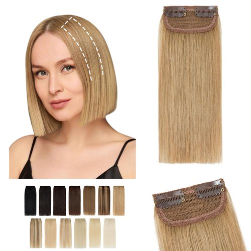 S-noilite Clip in Hair Extensions for Short Hair 2PCS 2 Clips Clip in Hairpieces For Women with Thinning Hair Add Hair Volume 6 Inch Dark Blonde