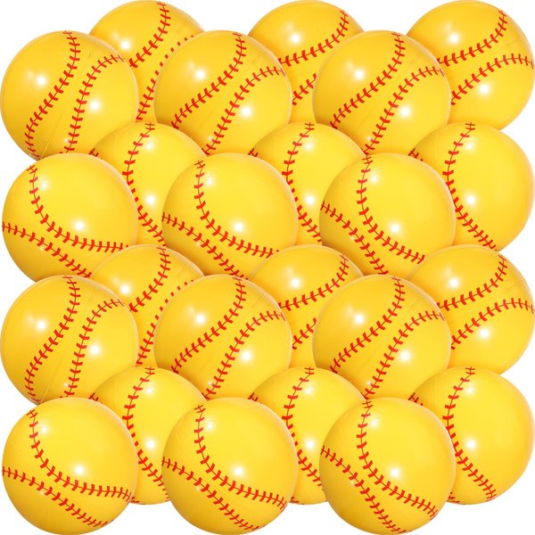 Chivao 24 Pieces Inflatable Ball Soccer Ball Softball Volleyball Basketball Football 16 Inch Beach Balls Party Favors Summer Swimming Pool(Softball)