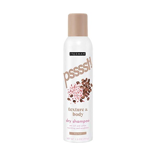 Freeman Dry Shampoo, Psssst Texture and Body, Sea Salt and Coffee, Fine Hair, 5.3 Ounce Bottle