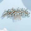 Teyglen Women Dainty Simple Full Rhinestones Mint Blue Bride Wedding Hair Comb Luxurious Hair Accessories Shiny Rhinestones Bridal Side Hair Combs for Women Bride Girls (Mint blue)