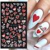 Valentine's Day Nail Art Stickers Decals Cute Bear Heart 5D Embossed Nail Decals Red Heart Lover Cartoon Valentine Nail Art Design Supplies Manicure Decals Relief Sliders for DIY Nail Art Decoration