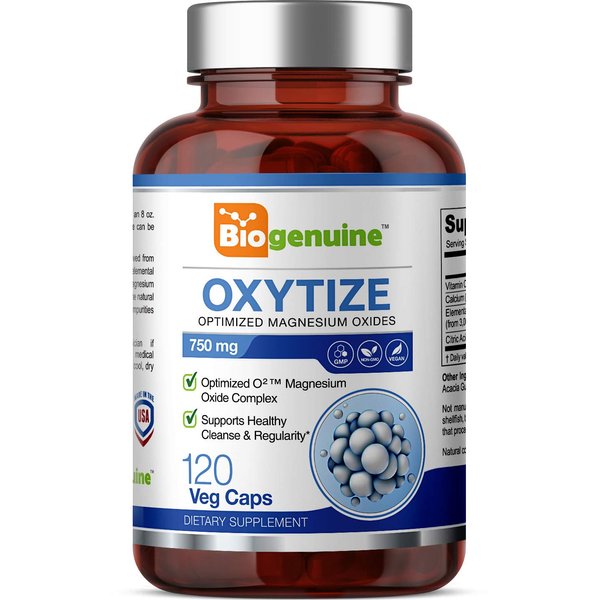 Oxytize 750 mg 120 Vcaps - Natural Magnesium Oxide Oxygen Based Colon Cleanse Gentle Laxative - Supports Healthy Digestive Tract Regularity
