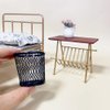 Aizulhomey Golden Dollhouse Bed Set (4pcs)-1/6 Scale Dollhouse Gold Miniature Furniture Decoration Accessories