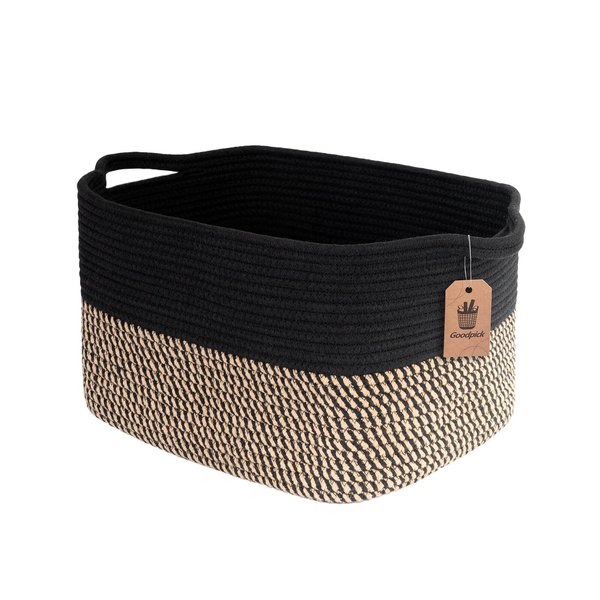 Goodpick Cube Storage Bins - Towel, Book, Cloth, Shoes, Closet Shelf Woven Baskets for Office, Baby Laundry, Toys, 13''x9.8''x9''