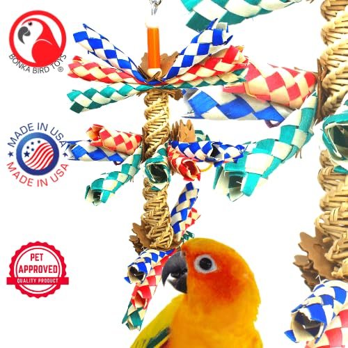Bonka Bird Toys 1242 Helix Budgie Parrotlet Cockatoo Parrot Cages Cockatiel African Grey Macaw