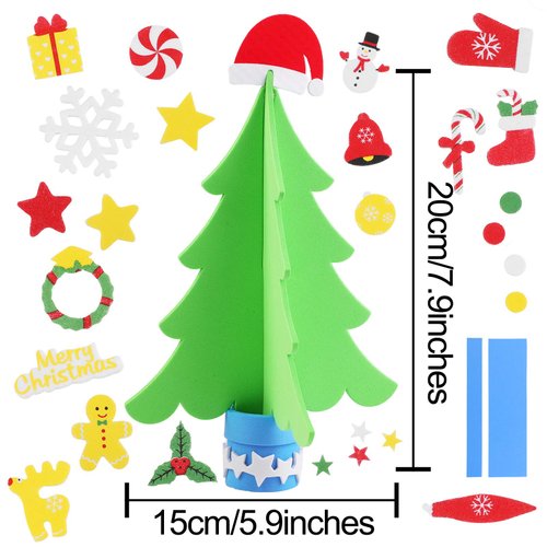 Aneco 12 Kits DIY Foam Christmas Tree Crafts Including Foam Christmas Tree Assortment Christmas Foam Stickers for Christmas DIY Home Activities