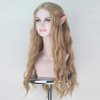 Miss U Hair Long Wavy Flax Golden Ash Blonde Hair Women Party Cosplay Costume Wig with Elf Ears Halloween