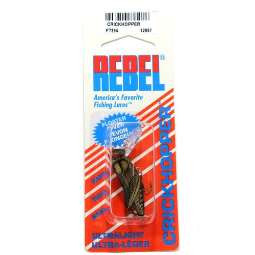 Rebel Lures Crickhopper Cricket / Grasshopper Crankbait Fishing Lure, 1 1/2 Inch, 1/4 Ounce, Black Cricket, Crickhopper (3/32 oz)
