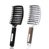 2PCS Curved Vented Hair Brush Detangling, Boar Bristles Hair Brush Professional Vent Styling Brush for Women/Men/Girls Wet Dry Long Curly Thick Straight Hair (Black & White)