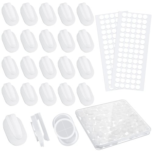 TaoBary 120 Pieces Adhesive Plastic Sticky Clips White Reusable Removable Poster Wall Clips Hanging Bulletin Board for Home Office
