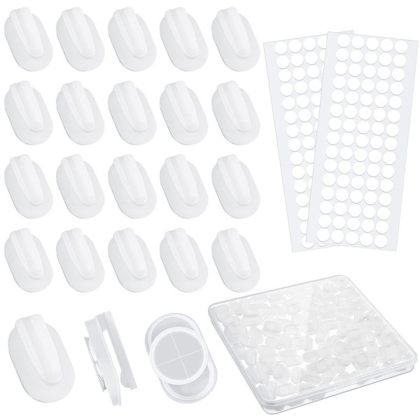 TaoBary 120 Pieces Adhesive Plastic Sticky Clips White Reusable Removable Poster Wall Clips Hanging Bulletin Board for Home Office