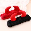 Beaupretty 2 Pack Spa Headband for Women, Devil Horns Facial Headband Face Wash Headband Makeup Cosmetic Shower Soft Hair Band (Black, Red)