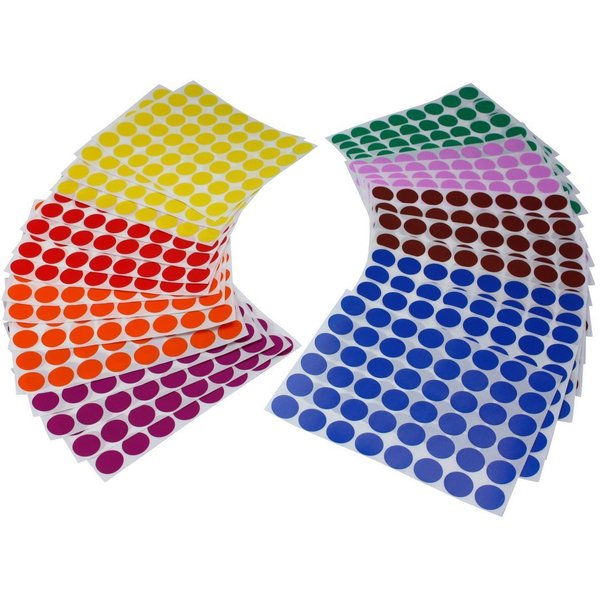 Royal Green Kids Colored Craft Stickers Colorful 5/8 inch 17mm - 1536 Pack - 8 Colors - 32 Sheets - Dot Labels for Children Fun, Games and Art