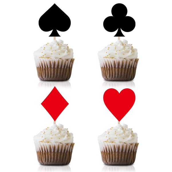 Casino Las Vegas party Cupcake Topper Picks, 24-Pack Poker Party Supply Decorations