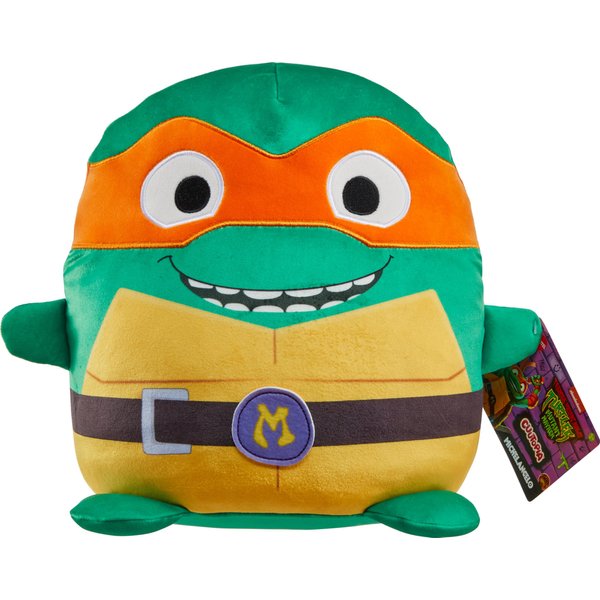 Mattel Teenage Mutant Ninja Turtles: Mutant Mayhem Cuutopia Plush Toy, 10-Inch Michelangelo Kawaii-Style Soft Figure, Orange Masked Mikey Collectible