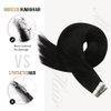 Moresoo Human Hair Extensions Tape in Black Hair Tape ins Extensions Natural Black Human Hair Extensions Tape in Real Human Hair 16 Inch #1B 40Pcs 100G
