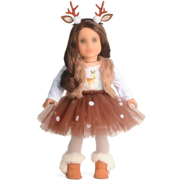 sweet dolly 18 Inches Doll Clothes Christmas Deer Costume Tutu Dress fits 18 Inch Doll