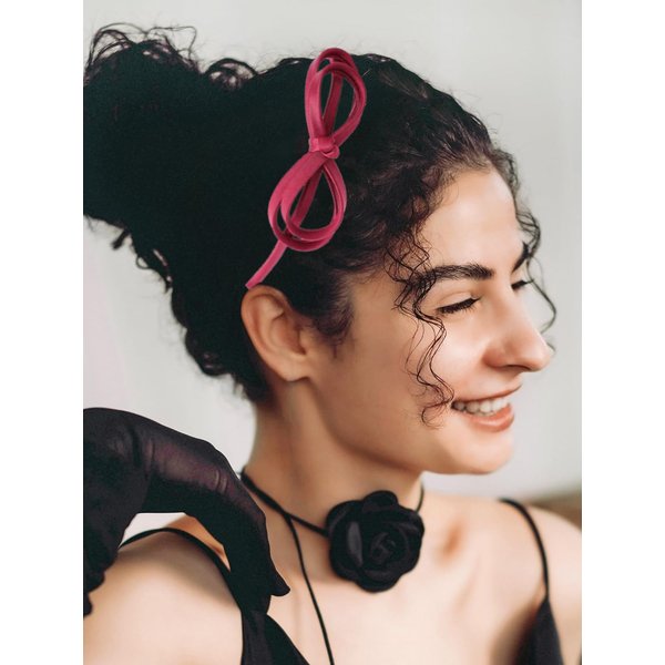 Red Skinny Bow Headbands for Women, Bowknot Headbands for Women, Thin Headbands with Bow for Women Red Headbands with Bow Lightweight Headbands with Bow, Bowknot Hairband Hair Hoop for Women Girls