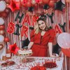 CANREVEL Happy Birthday Banner 13pcs 16 Inch Mylar Foil Letters Sign with 8pcs Star Balloons Birthday Party Decorations for Kids and Adults - 3D Black Red