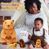 Deekin 5 Pcs Adorable Groundhog Plush Set 14 Inch Mommy Groundhog Stuffed Animal with 4 Cute Plush Babies in Her Belly Soft Cuddly Marmot Plushie for Toddlers Boys Girls Birthday Party Favors Gifts