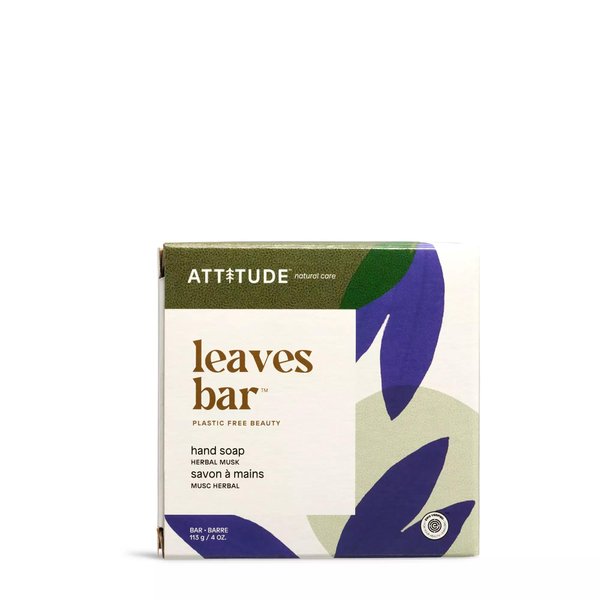 ATTITUDE Hand Wash Soap Bar,EWG Verified, Plastic-free, Plant and Mineral-Based Ingredients, Vegan and Cruelty-free Personal Care Products, Herbal Musk, 4 Ounces