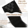Yekartary Clip in Hair Extensions Real Human Hair 100% Remy Hair 14inch 7PCS Straight Hairpieces Clip-ins for Women Dark Black