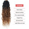24inch Goddess Locs Crochet Braids Ombre Wavy Faux Locs Crochet Hair Curly Ends Dreadlocks Synthetic Braiding Hair Extensions (6Packs, 1B/30)