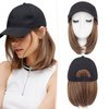 SEGO Baseball Cap with Hair Extensions for Women Heat Resistant Synthetic 6'' Adjustable Short Straight Hairpiece Replacement Wigs in Hat for Girls