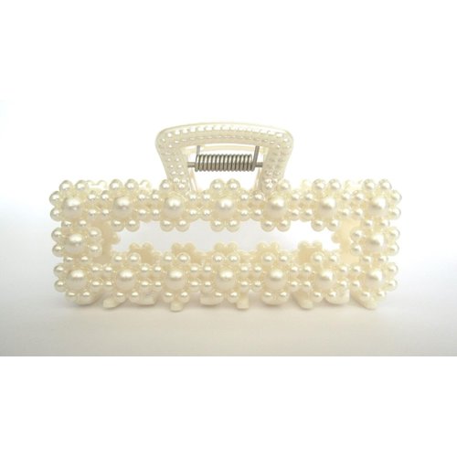 Generic Rectangle flower faux pearl acrylic hair claw clip