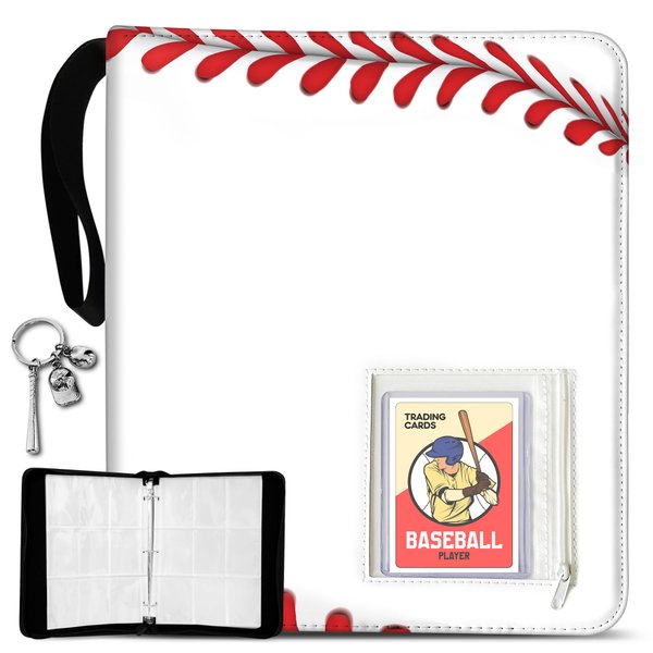 ClickITrendz Card Binder has a Keychain & Toploader, Card Binder 900 Pockets, Trading Card Binder with 50 Removable Sleeves and, Baseball Card Binder with Card Special Display, Baseball Card Holder