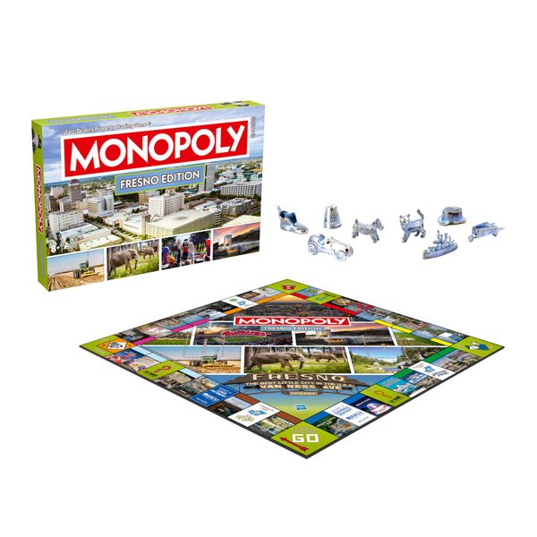 Monopoly Board Game Fresno CA Edition : 2-6 Players Family Board Games for Kids and Adults, Board Games for Kids 8 and up, for Kids and Adults, Ideal for Game Night