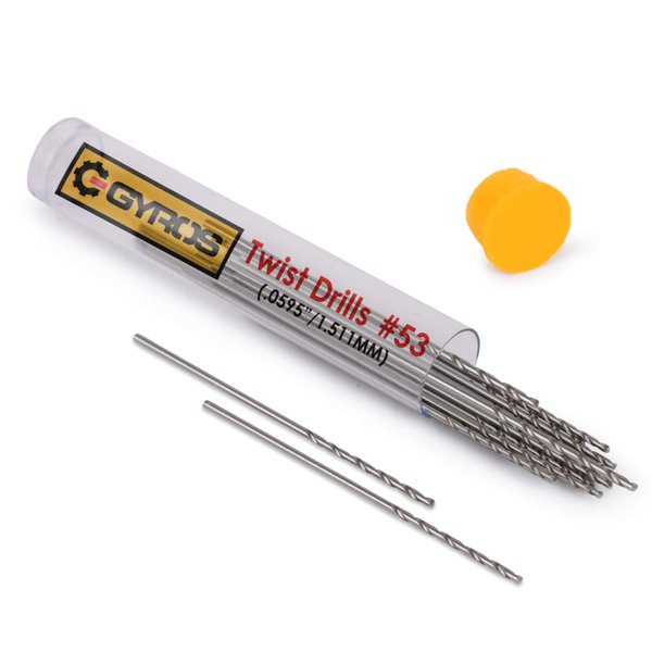 Gyros Micro Drill Bit Set of 12#53 Drill Bits–Small Drill Bits for Jewelry, Plastic and Soft Metal–Mini Twist Drill Bit Set for Pin Vise Hand Drill, Rotary Tool - Carbon Steel Wire Gauge Drill Bits