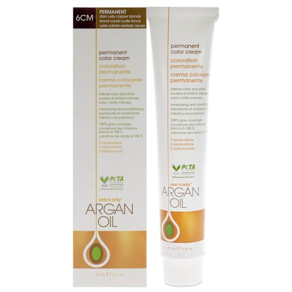 One N' Only Permanent Hair Color - Permanent Hair Dye Made with Argan Oil - Delivers Rich, Accurate Tones with Gray Coverage - Improves Moisture & Elasticity - 6CN Dark Cinnamon Blonde (3 oz)