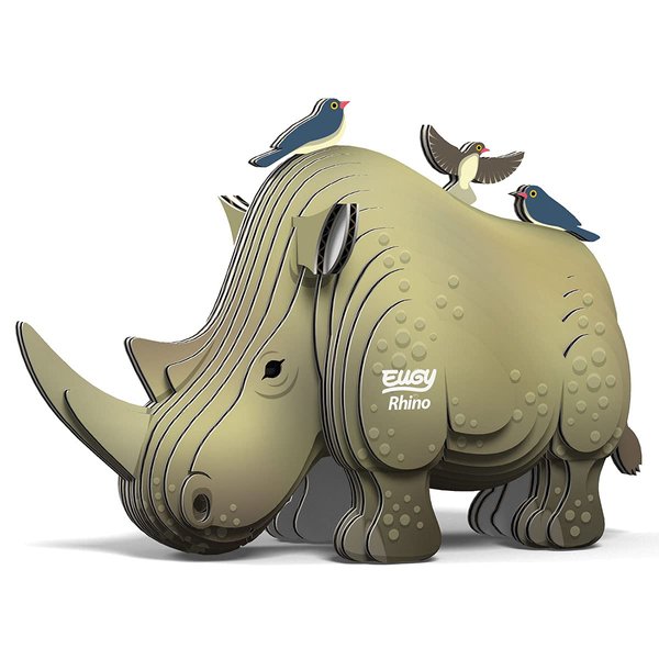 Eugy Rhino 3D Puzzle, 24 Piece Eco-Friendly Educational Toy Puzzles for Boys, Girls & Kids Ages 6+
