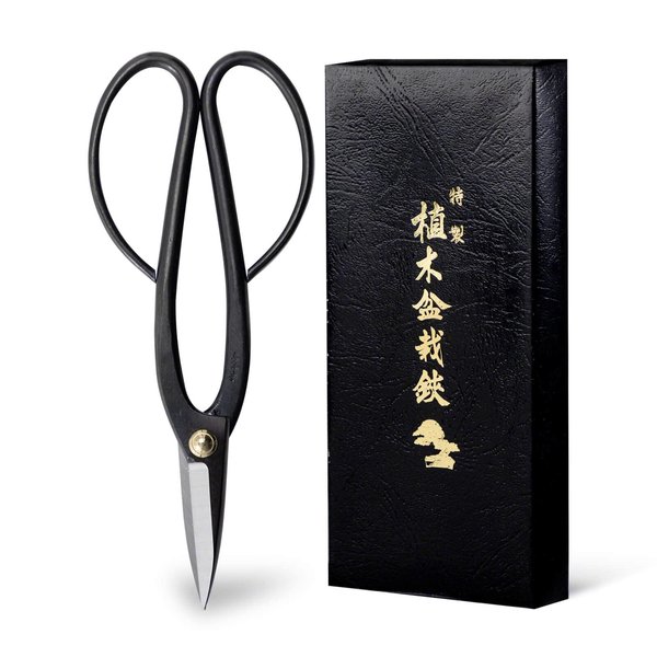 Wazakura Ashinaga Japanese Bonsai Scissors 8inch (200mm) Long Handle, Made in Japan Bonsai Cutter in Carbon Steel, Rose Pruning Shears, Flower Scissors, Japanese Gardening Tools