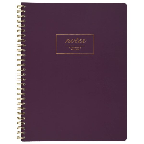 Cambridge Notebook, WorkStyle Business Notebook, 9-1/2" x 7-1/4", 80 Sheets, Legal Ruled, 80 Sheets, SoftTouch Cover, Wirebound, Purple (49556)