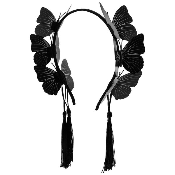 Beaupretty Butterfly Headbands Gothic Lolita Headpiece Halloween Black Headdress Cosplay Costume Accessory for Women Girls